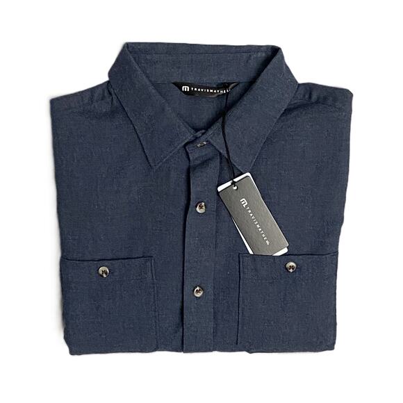 Travis Mathew Men's Medium Cloud Collection Flannel Shirt Blue Heather NEW - Picture 1 of 12